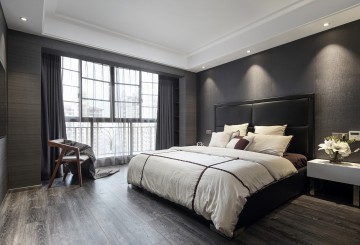 奢華典雅現(xiàn)代簡約風格120平米復(fù)式loft臥室吊頂裝修效果圖