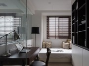 整潔典雅現(xiàn)代簡(jiǎn)約風(fēng)格120平米四居室書(shū)房背景墻裝修效果圖