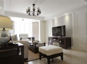 開(kāi)闊休閑美式120平米三居室客廳電視背景墻裝修效果圖