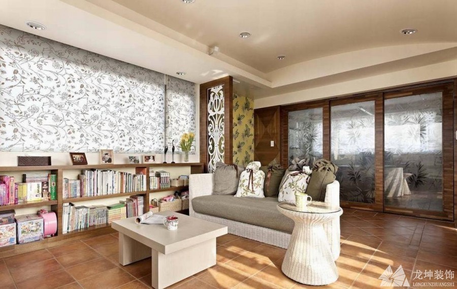 浪漫奢華新古典風(fēng)格180平米別墅書(shū)房背景墻裝修效果圖