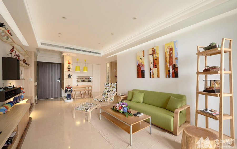 鮮亮色彩北歐風(fēng)格100平米二居室裝修效果圖