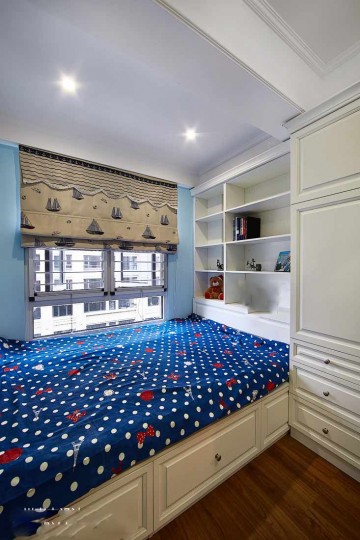 歐式深藍雅致100平米二居室兒童房背景墻裝修效果圖