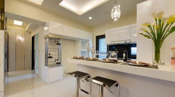 現(xiàn)代質感歐式100平米二居室餐廳吧臺裝修效果圖