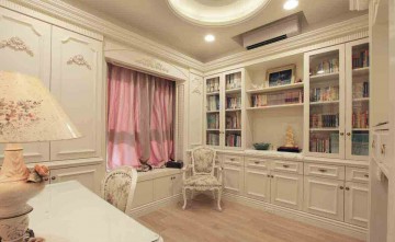 純凈精致歐式130平米三居室書房吊頂裝修效果圖