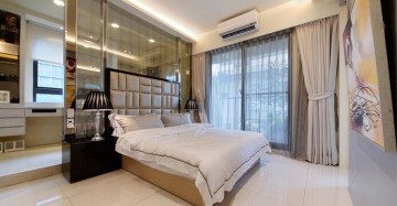 現(xiàn)代質感歐式100平米二居室臥室背景墻裝修效果圖