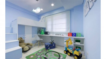 青春活力北歐風格80平米二居室兒童房背景墻裝修效果圖