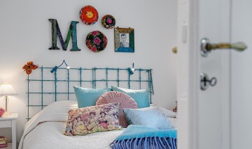 文藝休閑北歐風格90平米二居室臥室背景墻裝修效果圖