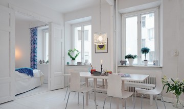 文藝休閑北歐風格90平米二居室餐廳吊頂裝修效果圖