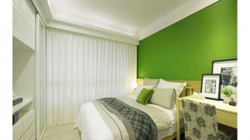 青春活力北歐風格80平米二居室臥室窗簾裝修效果圖