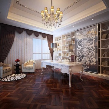 奢華時尚歐式風(fēng)格130平米三居室書房吊頂裝修效果圖
