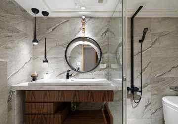 溫暖明亮歐式風(fēng)格120平米三居室衛(wèi)生間浴室柜裝修效果圖