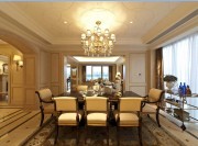 米色現(xiàn)代歐式風(fēng)格140平米四居室餐廳吊頂裝修效果圖
