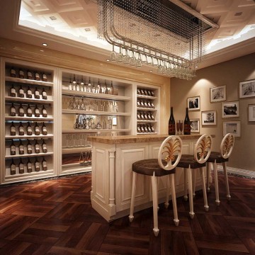 奢華時尚歐式風(fēng)格130平米三居室客廳吧臺裝修效果圖