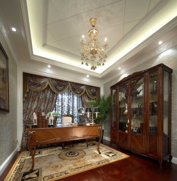 歐式輕古典120平米三居室書房吊頂裝修效果圖