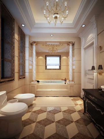 奢華時尚歐式風(fēng)格130平米三居室衛(wèi)生間浴室柜裝修效果圖