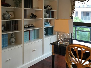 高貴典雅歐式風(fēng)格90平米二居室書(shū)房背景墻裝修效果圖