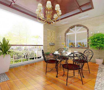 歐式華貴精致120平米三居室陽臺吊頂裝修效果圖