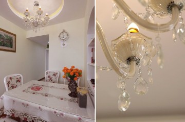 華貴溫馨歐式風(fēng)格120平米三居室餐廳背景墻裝修效果圖