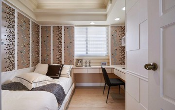 清新浪漫歐式風(fēng)格100平米三居室書房背景墻裝修效果圖