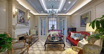 優(yōu)雅華麗歐式風(fēng)格130平米四居室客廳吊頂裝修效果圖