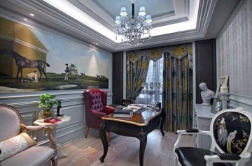 優(yōu)雅華麗歐式風(fēng)格130平米四居室書房吊頂裝修效果圖