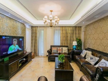 古典設(shè)計(jì)歐式風(fēng)格110平米三居室客廳電視背景墻裝修效果圖