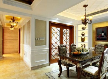 典雅大氣歐式風(fēng)格100平米復(fù)式餐廳吊頂裝修效果圖