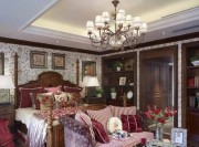 時尚雅致歐式風格240平米別墅臥室背景墻裝修效果圖