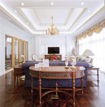 奢華精致歐式風格200平米別墅客廳電視背景墻裝修效果圖