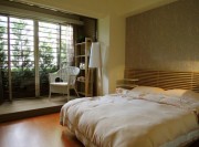 時(shí)尚簡明中式風(fēng)格90平米二居室臥室背景墻裝修效果圖