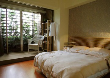 時(shí)尚簡(jiǎn)明中式風(fēng)格90平米二居室臥室背景墻裝修效果圖