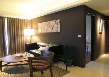 時(shí)尚簡(jiǎn)明中式風(fēng)格90平米二居室客廳背景墻裝修效果圖