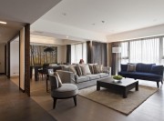 雅致詩(shī)意中式130平米三居室客廳吊頂裝修效果圖