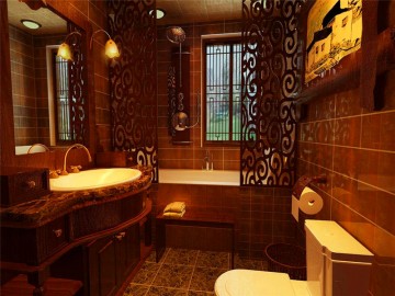 深沉雅致中式風格110平米三居室衛(wèi)生間浴室柜裝修效果圖