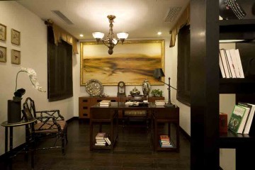 古典精致中式風格130平米四居室書房吊頂裝修效果圖