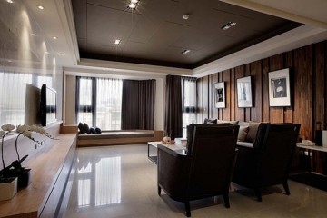 現(xiàn)代獨(dú)特中式風(fēng)格120平米三居室客廳吊頂裝修效果圖