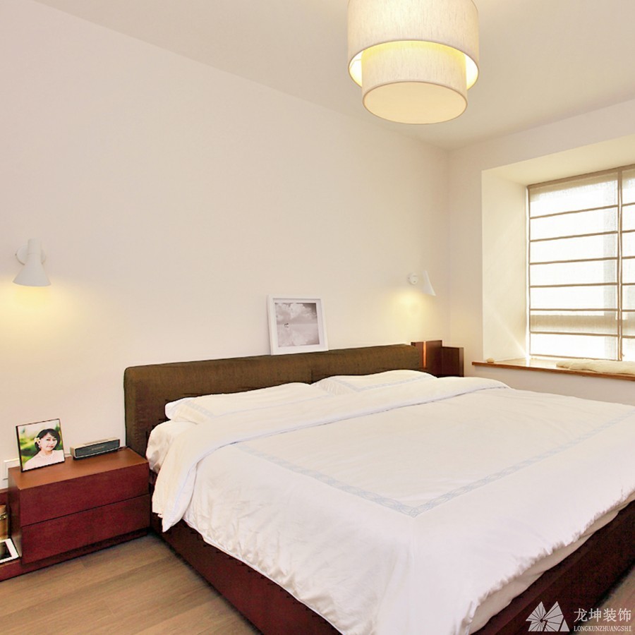 寧靜淡雅中式風格100平米三居室臥室背景墻裝修效果圖