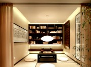 文藝古典中式風(fēng)格110平米三居室書房背景墻裝修效果圖