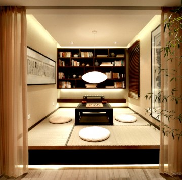 文藝古典中式風格110平米三居室書房背景墻裝修效果圖