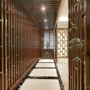 文藝古典中式風格110平米三居室玄關(guān)過道裝修效果圖