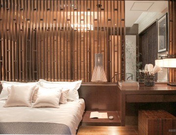 文藝古典中式風格110平米三居室臥室背景墻裝修效果圖