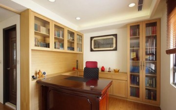 中式禪意雅致120平米復式書房背景墻裝修效果圖