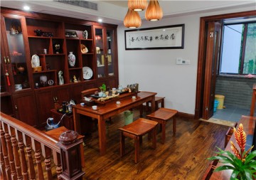 古雅幽深中式風格100平米復式餐廳吊頂裝修效果圖