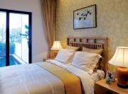 雅致現(xiàn)代中式風(fēng)格100平米復(fù)式臥室背景墻裝修效果圖