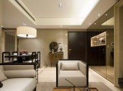 現代輕奢中式風格280平米別墅客廳背景墻裝修效果圖