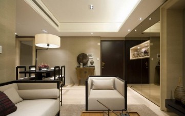 現(xiàn)代輕奢中式風(fēng)格280平米別墅客廳背景墻裝修效果圖