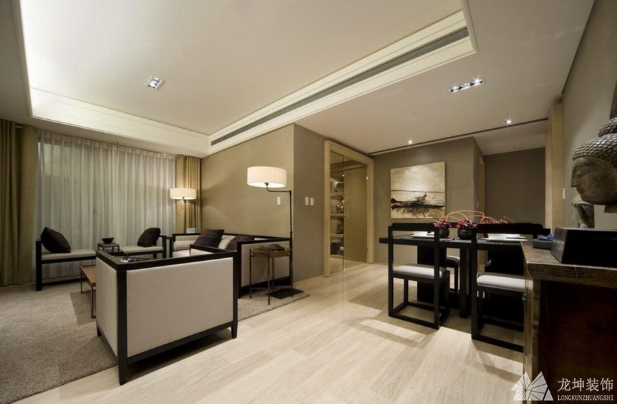 現代輕奢中式風格280平米別墅客廳吊頂裝修效果圖