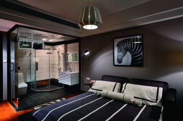 酷炫新中式風(fēng)格260平米別墅臥室背景墻裝修效果圖