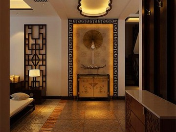 經(jīng)典華美中式風(fēng)格200平米別墅玄關(guān)過道裝修效果圖