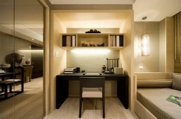 現(xiàn)代輕奢中式風(fēng)格280平米別墅書房背景墻裝修效果圖